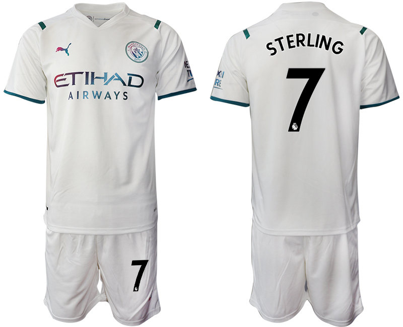 Men 2021-2022 Club Manchester City away White #7 Soccer Jersey->manchester city jersey->Soccer Club Jersey